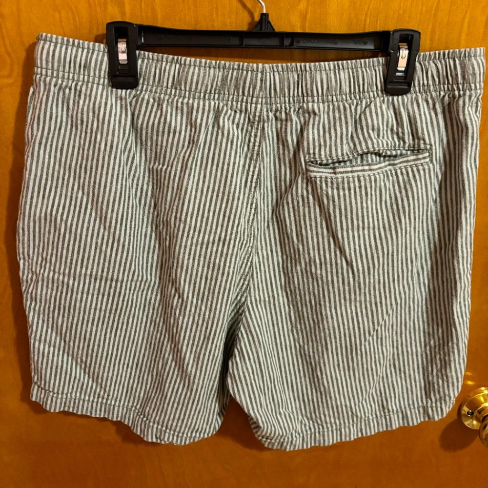 Old Navy Linen Shorts Jogger Medium Stripe Pockets 7" Inseam Draw‎ String Waist - Picture 8 of 12